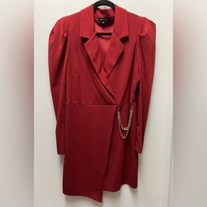 Max+Ash wrap Maroon Bodycon Fitted blazer dress size L